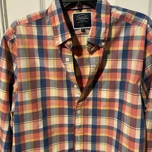 Charles Tyrwhitt Men's Checkered Shirt in Blue, Orange, and Cream